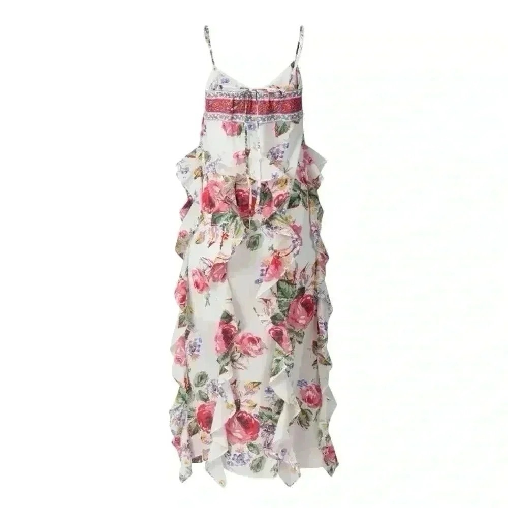 Alix of Bohemia Filipa Rosa Wildflower Dress M Cotton Ruffle Boho Resort Luxury - Picture 2 of 16